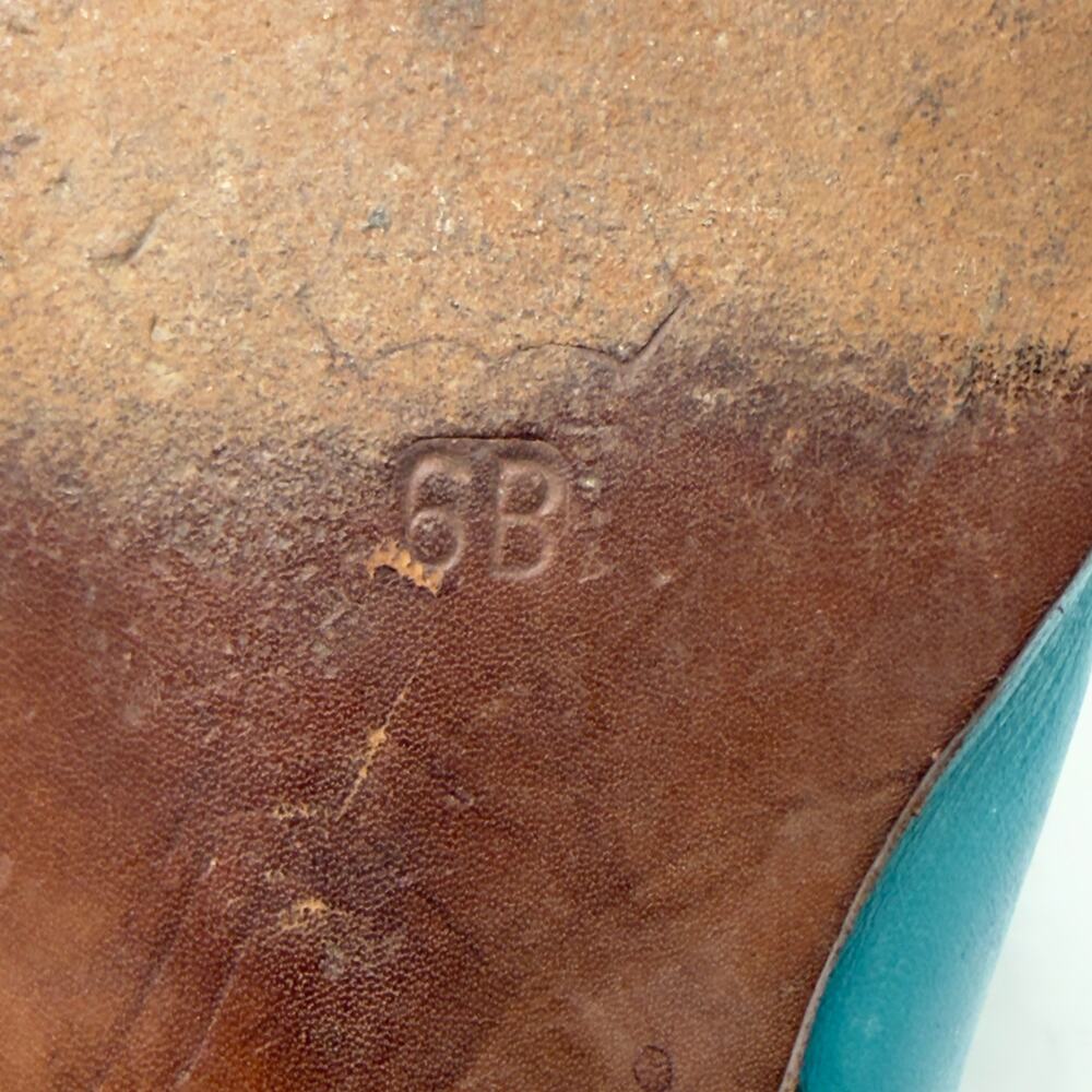 Vintage 80s Concho Stoned Southwestern Cowgirl Boots 6 / 5.5 Turquoise Leather - Picture 13 of 15